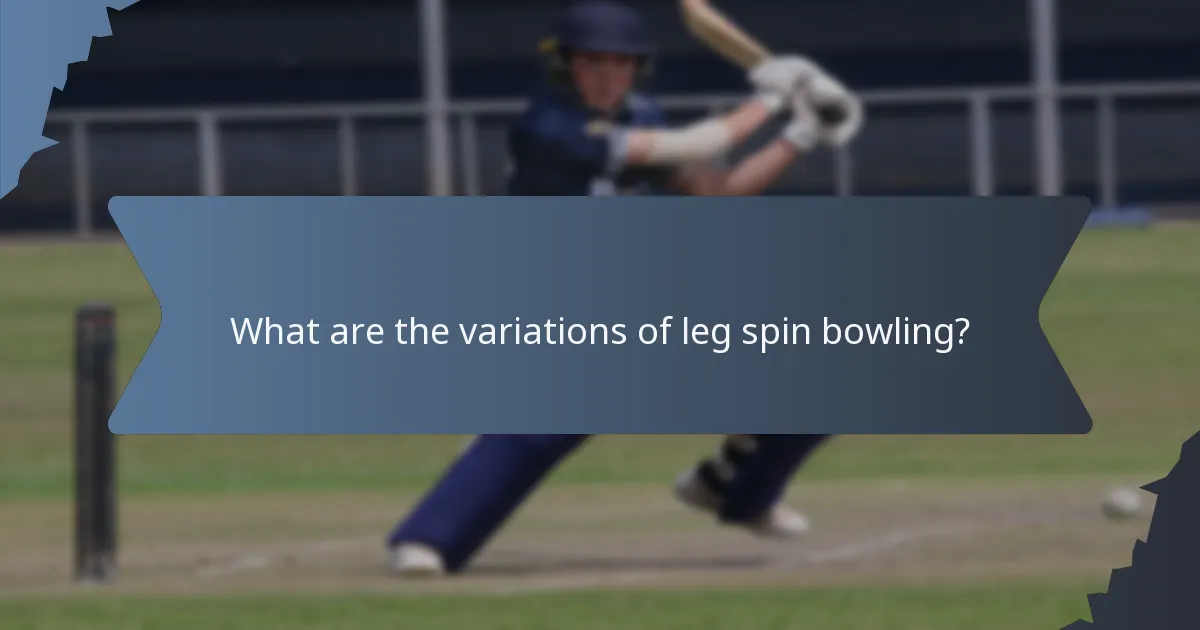 What are the variations of leg spin bowling?